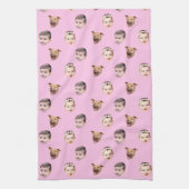 Custom Face, Unique Family Gift 3 Photos Face Pink Geschirrtuch (Vertikal)