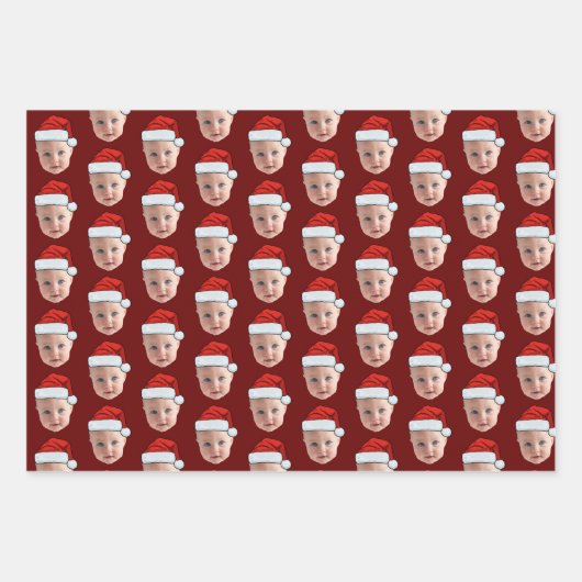 Custom Face Weihnachtsmannmütze Funny Christmas Fa Geschenkpapier Set (Vorderseite 3)
