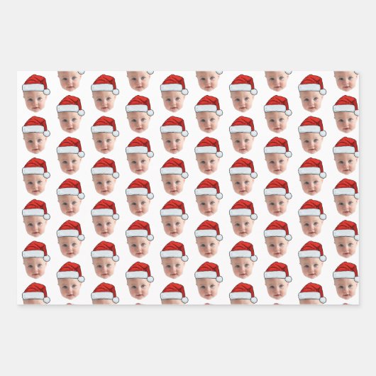 Custom Face Weihnachtsmannmütze Funny Christmas Fa Geschenkpapier Set (Vorderseite 2)