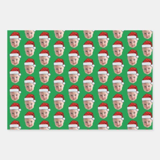 Custom Face Weihnachtsmannmütze Funny Christmas Fa Geschenkpapier Set (Vorderseite)