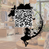 Custom Fairy Tale Magic Tree Silhouette QR Code Fensteraufkleber