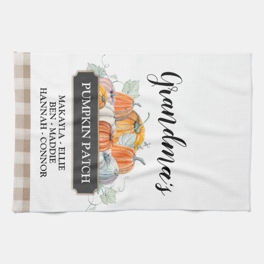 Custom Fall Decor Großmutter's Pumpkin Patch Geschirrtuch (Horizontal)