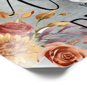 Custom Fall Floral Foto Modernes Hochzeitszeichen (Ecke)