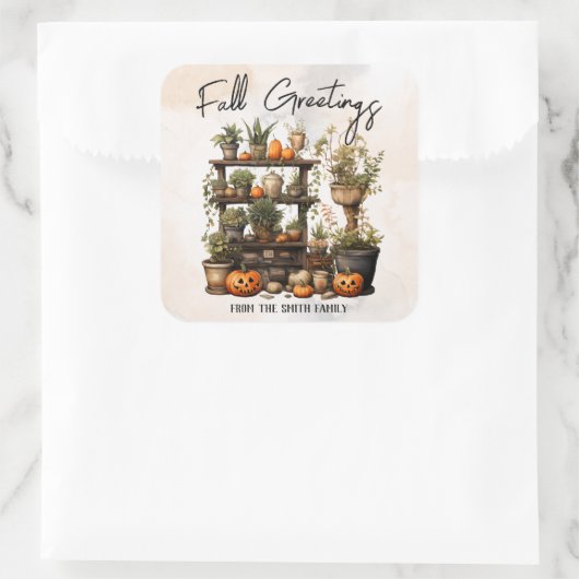 Custom Fall Greetings Quadratischer Aufkleber (Tasche)