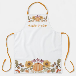 Custom Fall Herbst Floral Monogram Erntedank Schürze