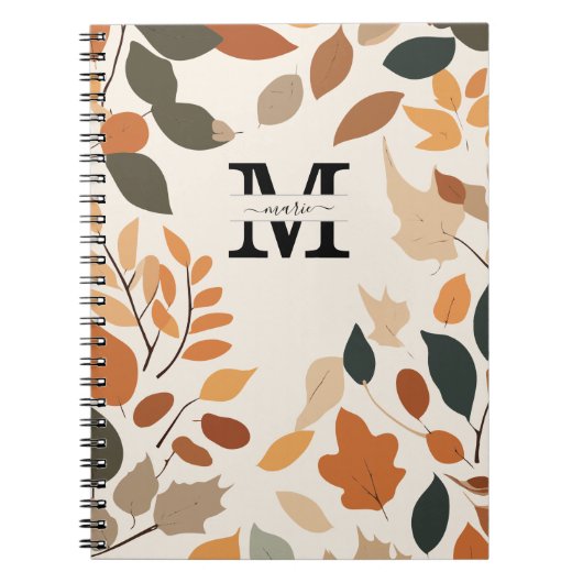 Custom Fall Monogram Floral Personalisiert Notizblock (Vorderseite)