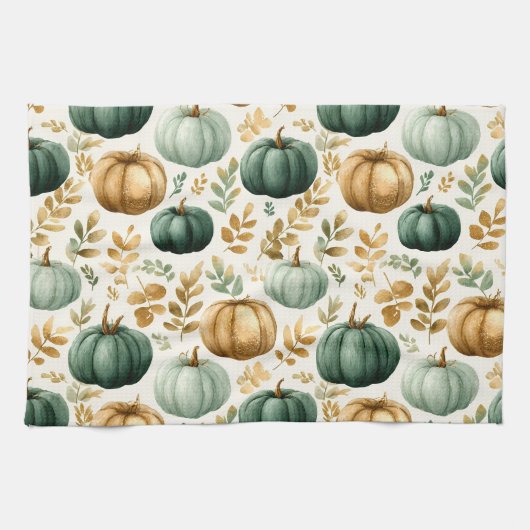 Custom Fall Pumpkin Foto Frame Geschirrtuch (Horizontal)
