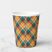 Custom Fall Pumpkin Orange Blätter Green Kariert Pappbecher (Rechts)