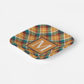 Custom Fall Pumpkin Orange Blätter Green Kariert Pappteller (Gewinkelt)