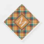 Custom Fall Pumpkin Orange Blätter Green Kariert Serviette (Ecke)