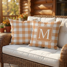 Custom Fall Pumpkin Orange Gingham Pattern Kissen