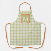 Custom Fall Pumpkin Orange Sage Green Gingham Schürze (Vorderseite)