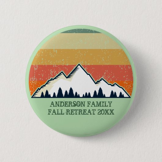 Custom Fall Retreat Sunset Mountain Party Button (Vorderseite)
