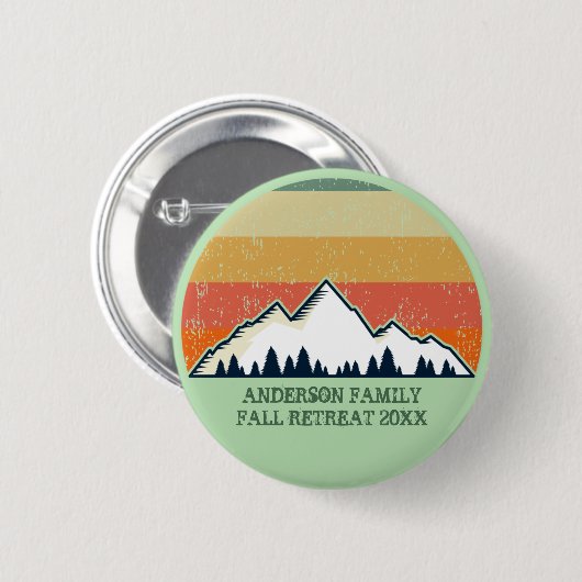 Custom Fall Retreat Sunset Mountain Party Button (Vorne & Hinten)