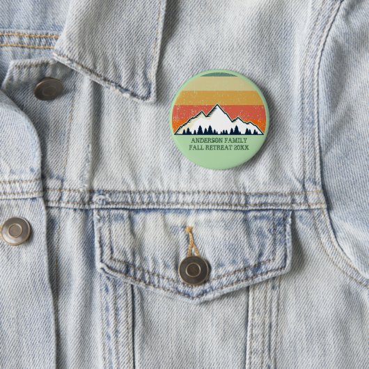 Custom Fall Retreat Sunset Mountain Party Button (Beispiel)