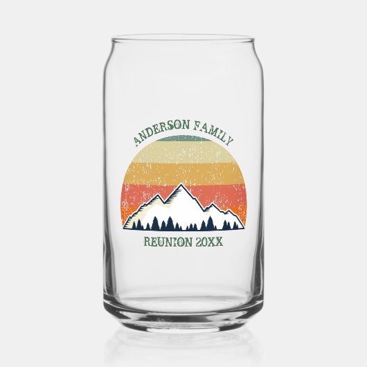 Custom Fall Retreat Sunset Mountain Party Dosenglas (Vorderseite)