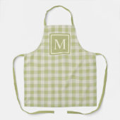 Custom Fall Season Sage Green Ivory Gingham Schürze (Vorderseite)