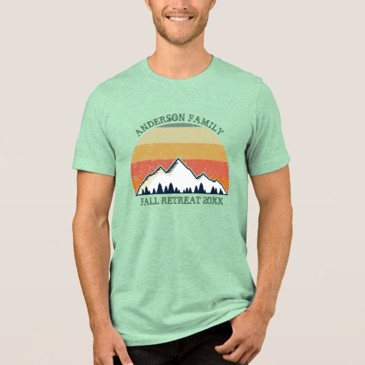 Custom Fall Sunset Family Wiedersehen Green Tri-Blend Shirt (Vorderseite)