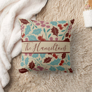 Custom Familienname Cosy Vintage Weihnachts-Bliss Kissen