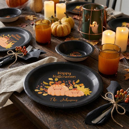 Custom Familienname Happy Halloween Pappteller