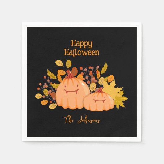 Custom Familienname Happy Halloween Serviette (Vorderseite)