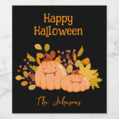 Custom Familienname Happy Halloween Weinetikett (Einzelnes Label)