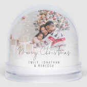Custom Family 2 Fotos Frohe Weihnachten Schneekugeln (Vorderseite)