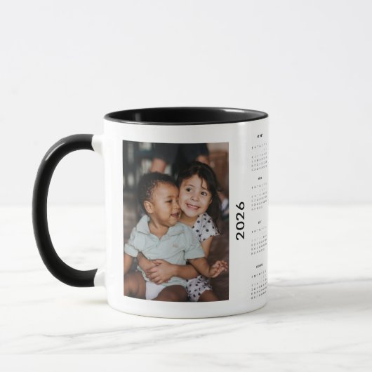 Custom Family 2 Photo 2026 Calendar Tasse (Links)