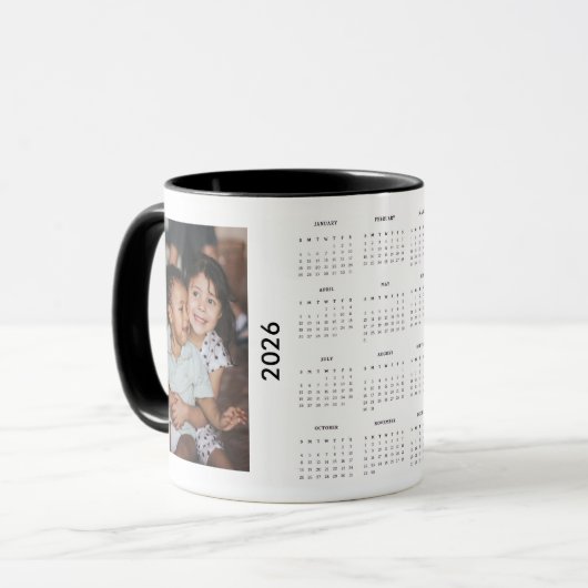 Custom Family 2 Photo 2026 Calendar Tasse (Vorderseite Links)
