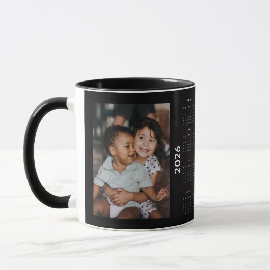 Custom Family 2 Photo 2026 Calendar Tasse (Links)