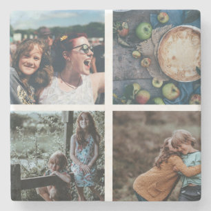Custom Family 4 - Fotomaterial Collage Keepake Steinuntersetzer
