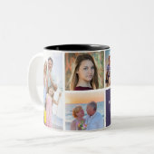 Custom Family 6 Foto Collage Mulberry Lila Zweifarbige Tasse (Vorderseite Links)