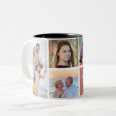 Custom Family 6 Foto Collage Wüste Rose Rosa Zweifarbige Tasse (Vorderseite Links)