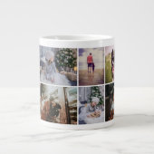 Custom Family 8 Foto Collage Holiday Keepake Jumbo-Tasse (Vorderseite)
