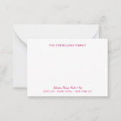 Custom Family Address Cursive Names HOT PINK Mitteilungskarte (Vorderseite)