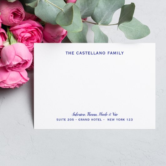 Custom Family Address Cursive Names Reflex BLUE Mitteilungskarte