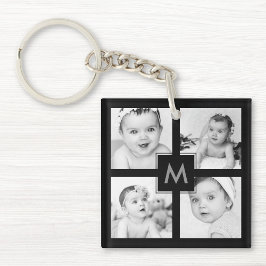Custom Family Baby Foto Collage Erstschwarz Schlüsselanhänger