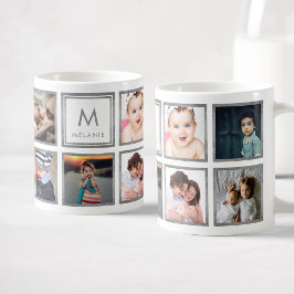 Custom Family Baby Foto Collage Glamour Silver Kaffeetasse