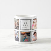Custom Family Baby Foto Collage Glamour Silver Kaffeetasse (Mittel)