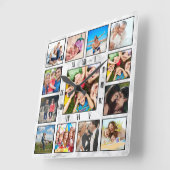 Custom Family Baby Foto Elegante Marmorpflege Quadratische Wanduhr (Winkel)