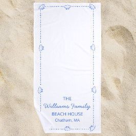 Custom Family Beach House Coastal Blue Muschel Chi Strandtuch