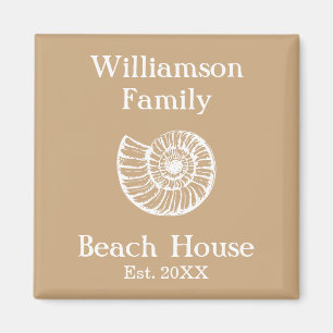 Custom Family Beach House Muschel Beige Magnet