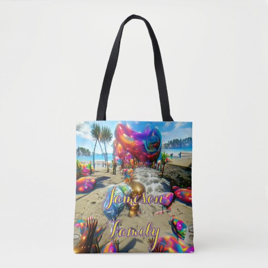 Custom Family Beach Totbeutel mit Sand Willkommen Tasche (Vorderseite)