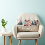 Custom Family Beige Heart Script 3 Foto Collage Lendenkissen<br><div class="desc">Modernes und stilvolles Design im Stil eines Lumbalkissens bietet eine Foto-Collage aus drei (3) beliebten Fotos mit einem schlichten und minimalen weißen Typografie-Design,  das elegante blüh- und Herzdetails enthält. Die neutralen Farben Beige und Weiß können verändert werden.</div>