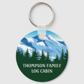 Custom Family Cabin Blue Mountain Forest Nature Schlüsselanhänger (Vorderseite)