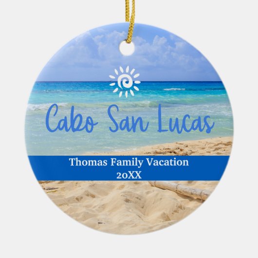 Custom Family Cabo San Lucas Urlaub Weihnachten Keramik Ornament (Vorne)