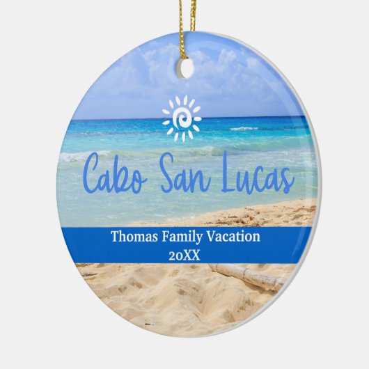 Custom Family Cabo San Lucas Urlaub Weihnachten Keramik Ornament (Links)