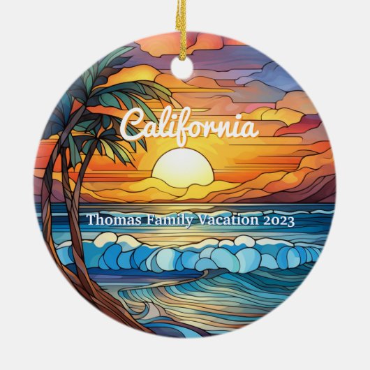 Custom Family California Trip Imitate aus festem G Keramik Ornament (Hinten)