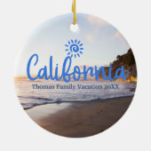 Custom Family California Urlaub Weihnachtsbaum Keramik Ornament (Hinten)