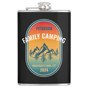 Custom Family Camping Vintag Sunset Adventure Flachmann